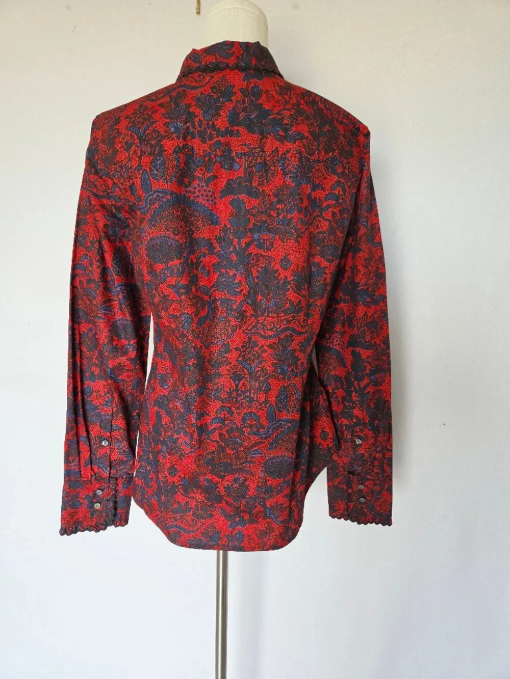 NWoT J.Crew Collection Scallop-Ruffle Perfect Shirt Ratti Poinsettia Paisley